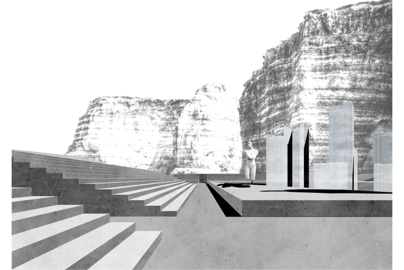 Fig. 7
Gli spalti sono accessibili esclusivamente
dallo spazio centrale,
ulteriormente scandito dall’ordine
sintattico delle colonne semi-
trasparenti. Fig. 7
Gli spalti sono accessibili esclusivamente
dallo spazio centrale,
ulteriormente scandito dall’ordine
sintattico delle colonne semi-
trasparenti.