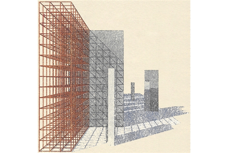 Fig. 6
Punto di vista all&rsquo;inizio del percorso.
Stampa con solvente.