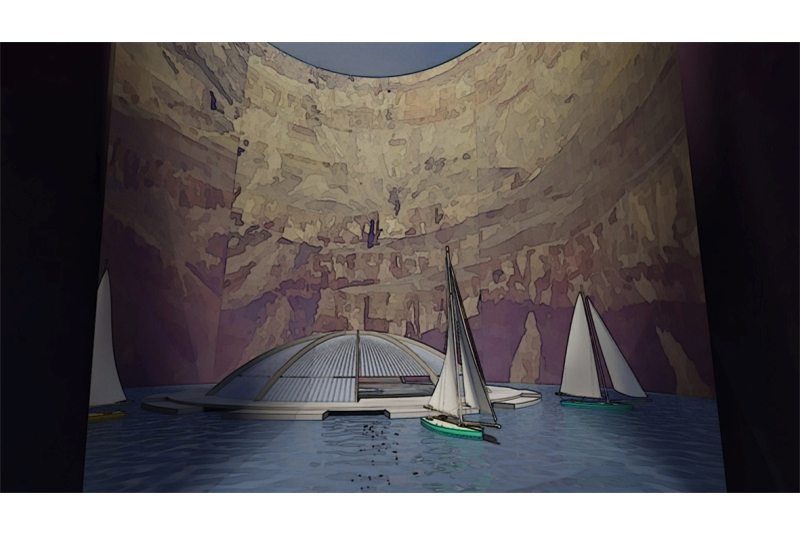 Fig. 5
Elio Garis, Il mausoleo, acquerello,
Lampedusa, 2023.