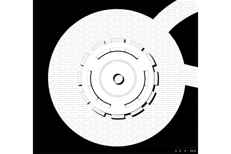 Fig. 9
Thomas Pepino, Il mausoleo,
pianta a quota 1.20 m slm, Lampedusa,
2023.