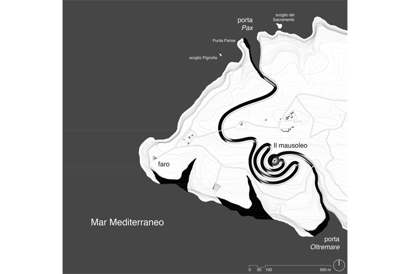 Fig. 8 Thomas Pepino, the monument-memorial for the island of Lampedusa, planivolumetry, Lampedusa, 2023.