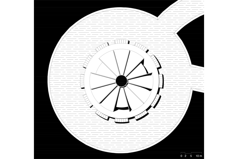 Fig. 10 Thomas Pepino, the mausoleum, plan at 10 m above sea level, Lampedusa, 2023.