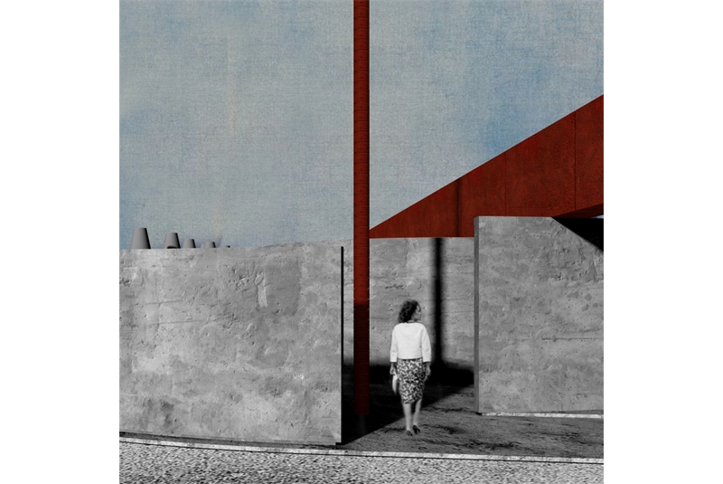 Fig. 5
Vista prospettica dell&rsquo;ingresso
principale al monumento lungo
via Noale.