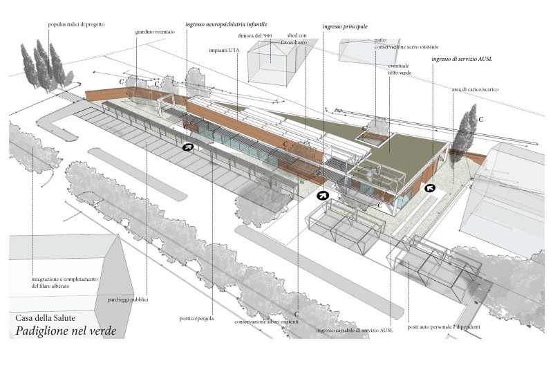 Fig. 7
Bertani & Vezzali architetti, Casalgrande Health House Project, Reggio Emilia, 2017. Perspective drawing. Fig. 7
Bertani & Vezzali architetti, Casalgrande Health House Project, Reggio Emilia, 2017. Perspective drawing.