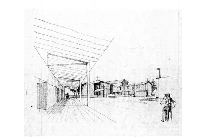 Fig. 7
Vittorio Gandolfi, Piazza del quartiere Montanara a Parma, 1956-1957.