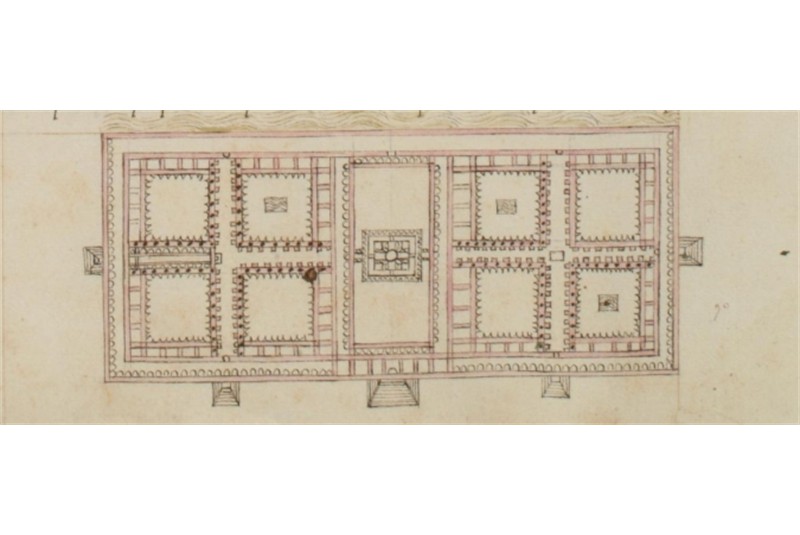 Fig. 4
Filarete, Plan of the Ca&rsquo; Granda (Ospedale Maggiore) of Milan, from Trattato di Architettura, 1464 ca. (https://archive.org/details/mss.-ii.-i.-140-images/page/n183/mode/2up).