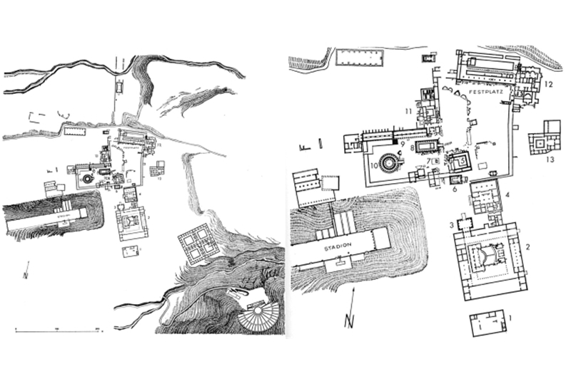 Figg. 3-4 - Asklepeion di Epidauro, IV secolo a.C. Piante / Asklepeion of Epidaurus, 4th century BC. Plans