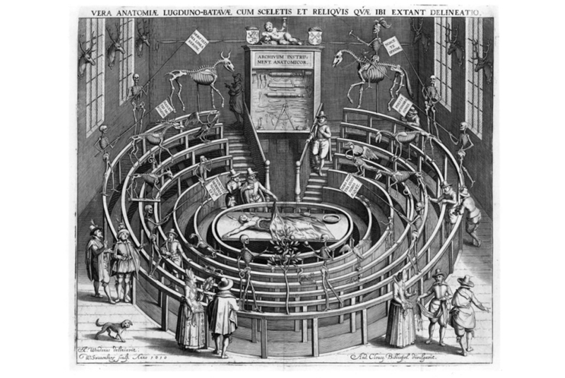 Fig. 63 - Teatro anatomico dell'Universit&agrave; di Leida, 1597 / Anatomical Theater of Leiden University.