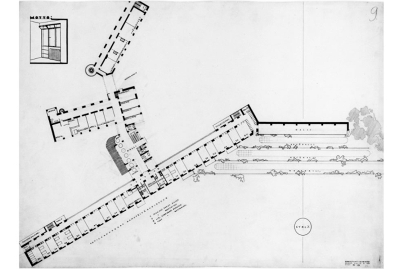Fig. 92
- Alvar Aalto, Sanatorio di Paimio, 1929-33. Pianta / Paimio Sanatorium. Plan.
