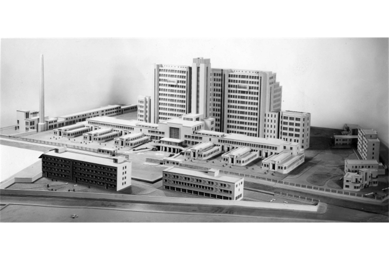 Fig. 83
- Jean Walter, Urbain Cassan & Louis Victor Plousey, Ospedale Beaujon, Parigi, 1935. Fotografia del modello / Beaujon Hospital. Photography of the model.