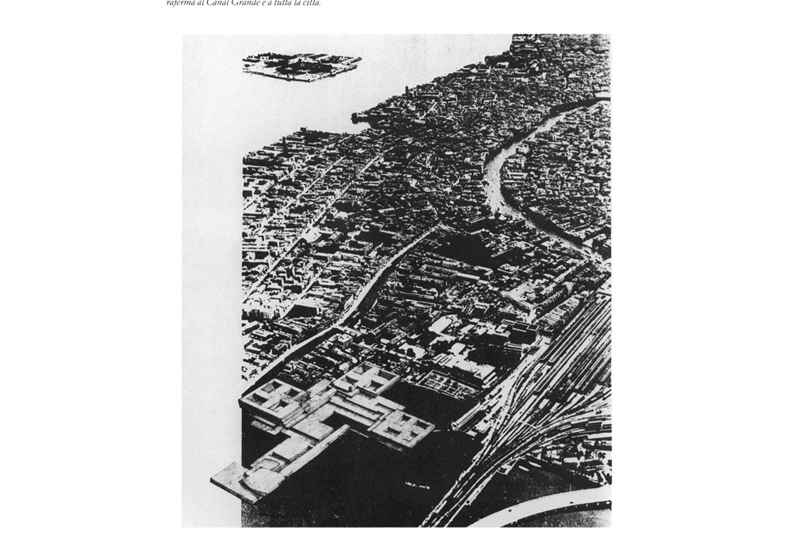 Fig. 103 -
Romano Chirivi, Costantino Dardi, Emilio Mattioni, Valeriano Pastor e Luciano Semerani, Progetto &ldquo;Tadzio&rdquo; al concorso per il nuovo ospedale di Venezia, 1963. Prospettiva / &ldquo;Tadzio&rdquo; project in the competition for the new hospital in Venice, 1963. Perspective.