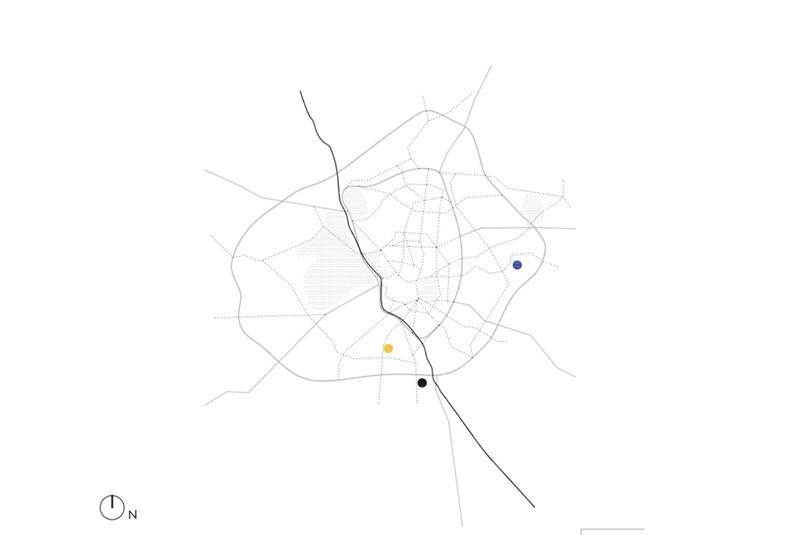 Fig. 1
estudio_entresitio, 3*1, Centri di assistenza sanitaria a Madrid, Disegno della localizzazione urbana.
&copy; estudio_entresitio.