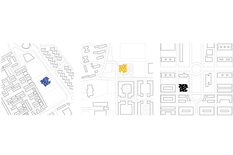 Fig. 2
estudio_entresitio, 3*1, Centri di assistenza sanitaria a Madrid, Disegno dei tre interventi SanBlas, Usera, Villaverde.
&copy; estudio_entresitio.