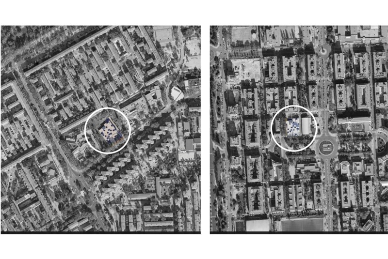 Figg. 6-7
estudio_entresitio, 3*1, Health care centers in Madrid. Zenithal views of the three interventions. SanBlas, Villaverde.
© google maps.