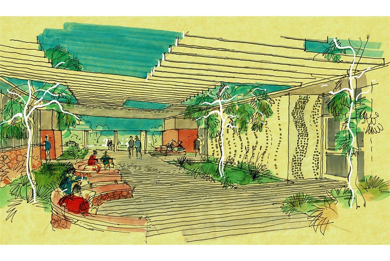 Fig. 12
David Kaunitz, Ka Wai Yeung, PAMS healthcare center, Newman, Australia. Schizzo della piazza.
© KaunitzYeung Fig. 12
David Kaunitz, Ka Wai Yeung, PAMS healthcare center, Newman, Australia. Schizzo della piazza.
© KaunitzYeung