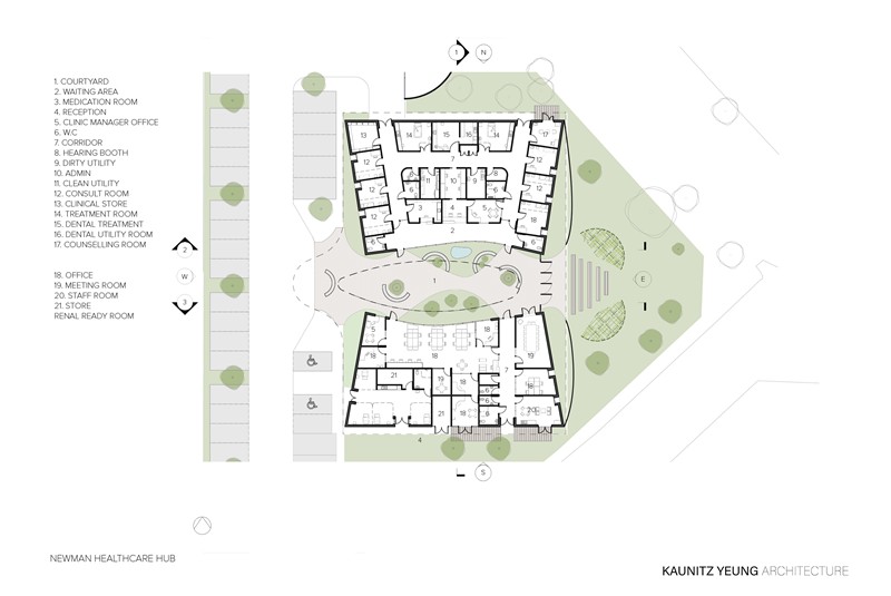 Fig. 7
David Kaunitz, Ka Wai Yeung, PAMS healthcare center, Newman, Australia. Plan.
&copy; KaunitzYeung
