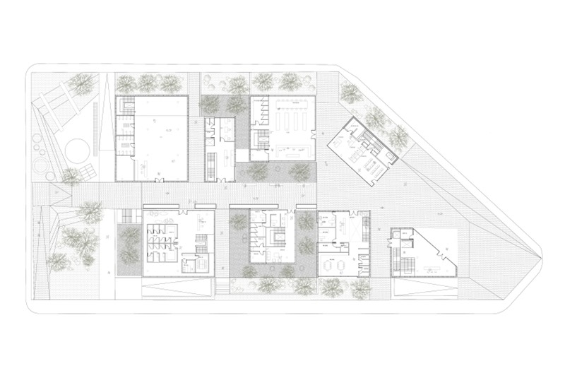 Fig. 6
Fiore Architects, Complesso urbano per servizi di welfare a Salonicco, 2019. Pianta del livello terreno.
© Fiore Architects