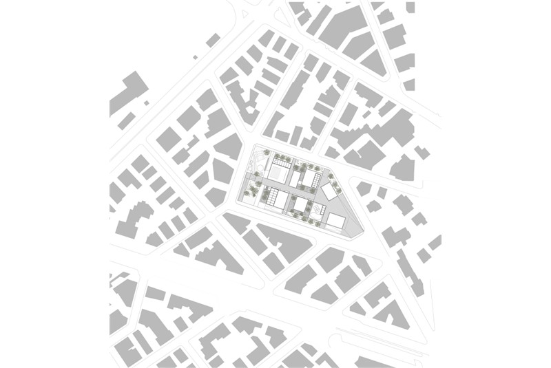 Fig. 3
Fiore Architects, Fiore Architects, Urban complex for welfare services in Thessaloniki, 2019. General Plan.
© Fiore Architects