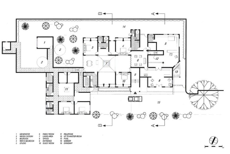 Fig. 8
Demas Nwoko's residence, Idumuje,
Ugboko (1976): plan. Fig. 8
Demas Nwoko's residence, Idumuje,
Ugboko (1976): plan.
