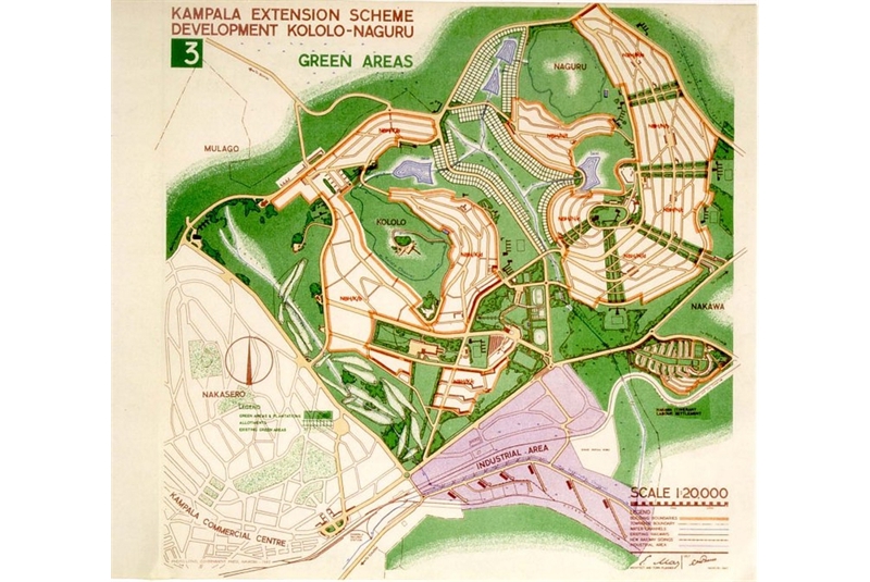Fig. 6
Piano di estensione della città di
Kampala in Uganda realizzato
da Ernst May. ©ErnstMayGesellshaft. Fig. 6
Piano di estensione della città di
Kampala in Uganda realizzato
da Ernst May. ©ErnstMayGesellshaft.