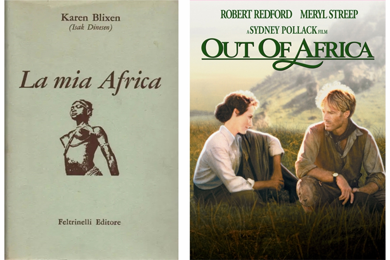 Fig. 3
Karen Blixen, La mia Africa, Feltrinelli,
1958. Copertina dell&rsquo;edizione
italiana di Out of Africa. Sydney Pollak, Out of Africa,
1985. Locandina del film basato
sull&rsquo;omonimo romanzo di Karen
Blixen.