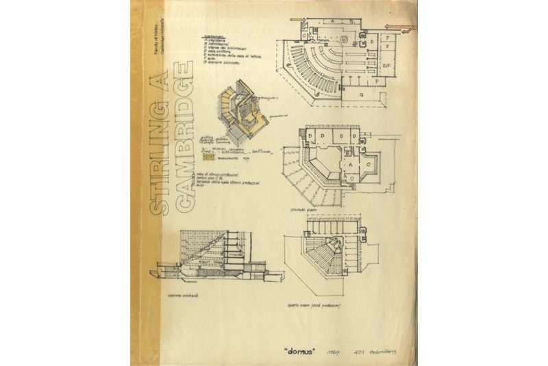 Fig. 3
Pagina della rivista &laquo;Domus&raquo;
ricalcata su carta da lucido. Alcuni
testi sono riportati come
nell&rsquo;originale, altri consistono in
annotazioni aggiunte dall&rsquo;architetto.
Fonte: archivio privato di
Māris Kārkliņ&scaron; e Ināra Kārkliņa.