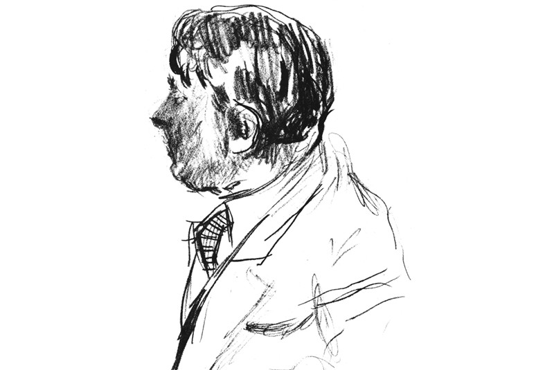 Fig. 6
Giovanni Muzio ritratto da Mario
Sironi l&rsquo;8 aprile 1929 in viaggio
da Barcellona a Genova. (L. Fiori,
M.P. Belski (a cura di), Giovanni
Muzio il Palazzo dell&rsquo;Arte, Abitare
Segesta, Milano 1982, p. 9).