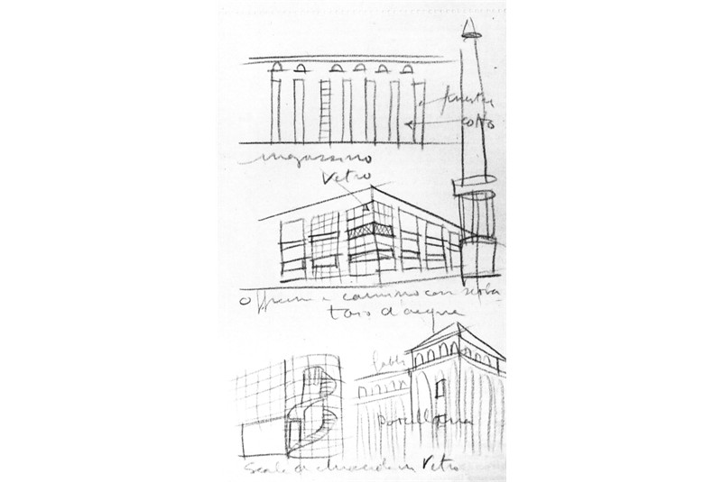 Figs. 15 a-b
Piero Bottoni, Sketches of modern architecture from a study notebook, pencil on paper, 16.8x8.7 cm. (G. Consonni, L. Meneghetti, G. Tonon (eds.), Piero Bottoni opera completa, Fabbri Editori, Milan 1990, p. 38).