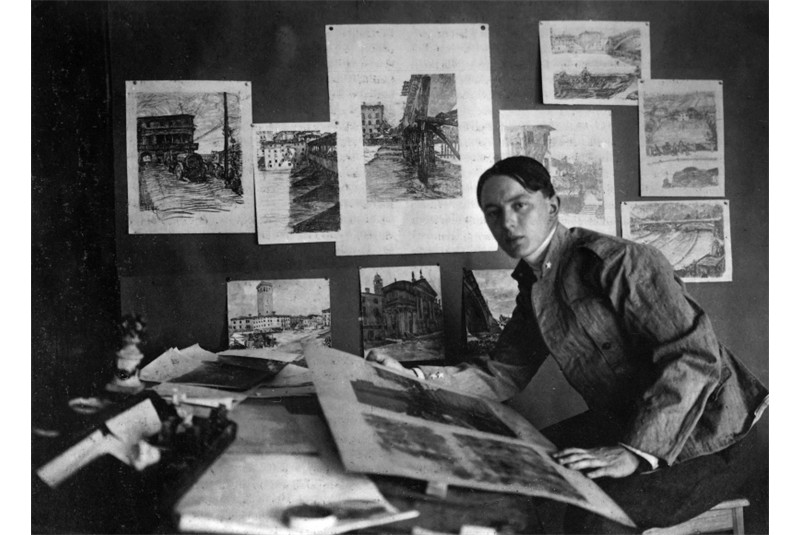 Fig. 5
Giovanni Muzio in Bassano del Grappa, 1917. (AA.VV., L'architettura di Giovanni Muzio, Abitare Segesta, Milan 1994, p. 28).