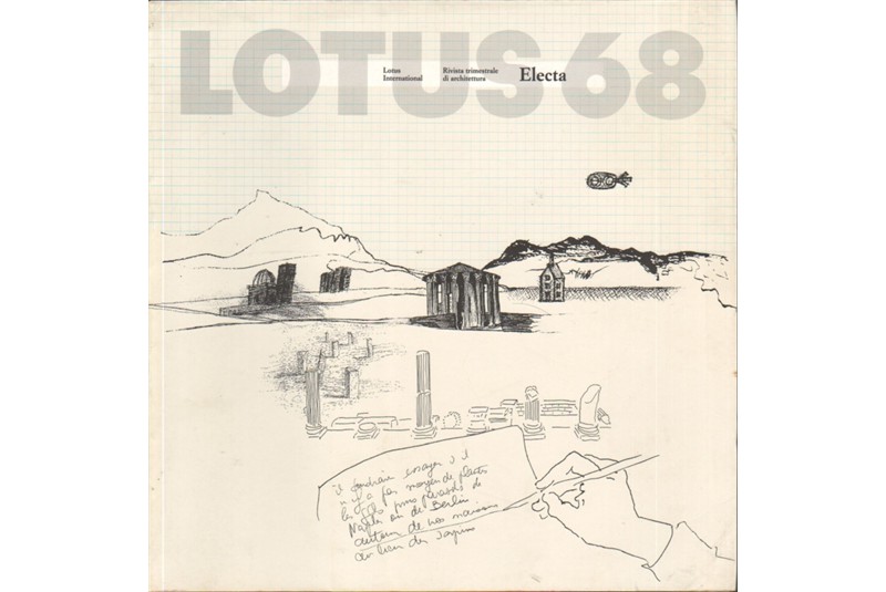 Fig. 4 - Copertina del numero monografico
di / Cover of &laquo;Lotus International&raquo; L&rsquo;occhio
dell&rsquo;architetto, n. 68 (1991).