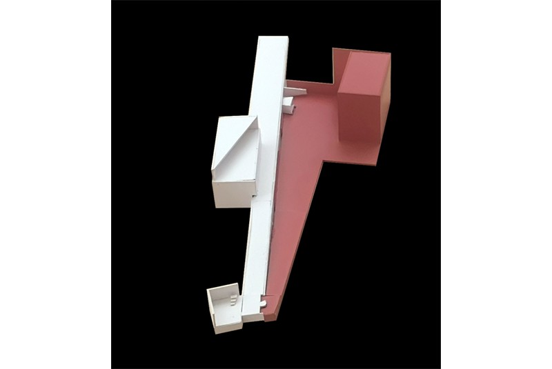 Fig. 21 - GT#3-Porto, IPL: modello in
scala della zona dell&rsquo;ingresso e
della caffetteria, FAUP (gruppo
1: Areti Dafnia, Tom&aacute;s Martins,
Davide Renzulli, Davide Santoro,
Ulvi Tilt).