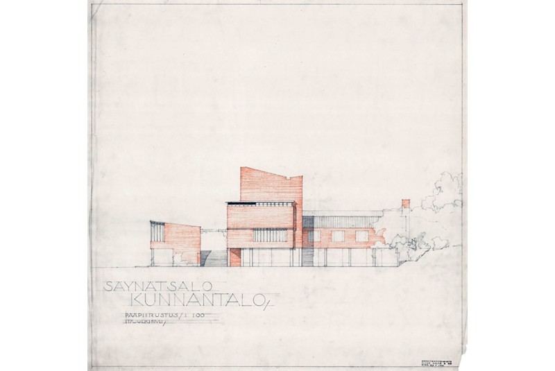 Fig. 18
A.Aalto Municipio di S&auml;yn&auml;tsalo
(1949-52), Disegno di studio.