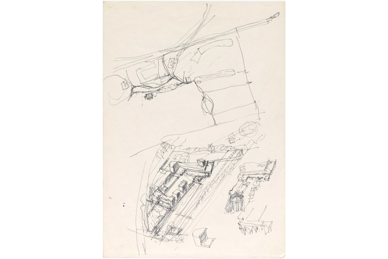 Figg. 3-4
&Aacute;lvaro Siza, proposte di inserimento
della FAUP nel sito. (In:
Archivio &Aacute;lvaro Siza, Collezione
Fondazione Serralves &ndash; Museo
d'Arte Contemporanea,
Porto. Donazione 2015. PTFS-
ASV-19-1-1-0015; PT-FS-ASV-
19-1-1-0017).