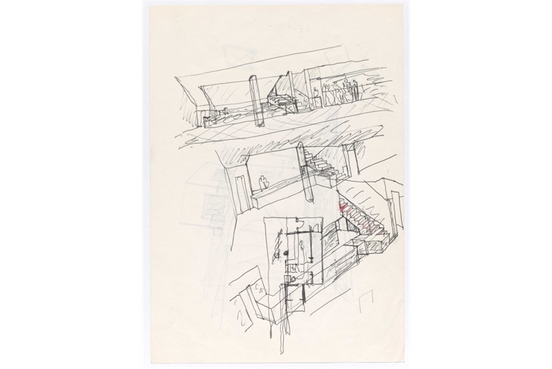 Figg. 5-6
&Aacute;lvaro Siza, proposte per l&rsquo;atrio
principale e la caffetteria della
FAUP. (In: Archivio &Aacute;lvaro Siza,
Collezione Fondazione Serralves
&ndash; Museo d'Arte Contemporanea,
Porto. Donazione 2015.
PT-FS-ASV-19-1-1-0025; PT-FSASV-
19-1-1-0005).